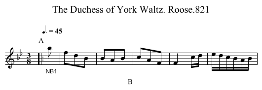 Duchess of York Waltz. Roose.821, The - staff notation