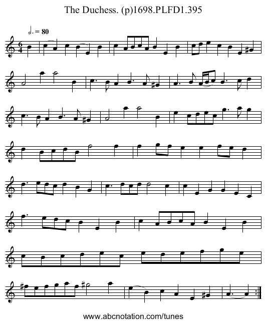 Duchess. (p)1698.PLFD1.395, The - staff notation