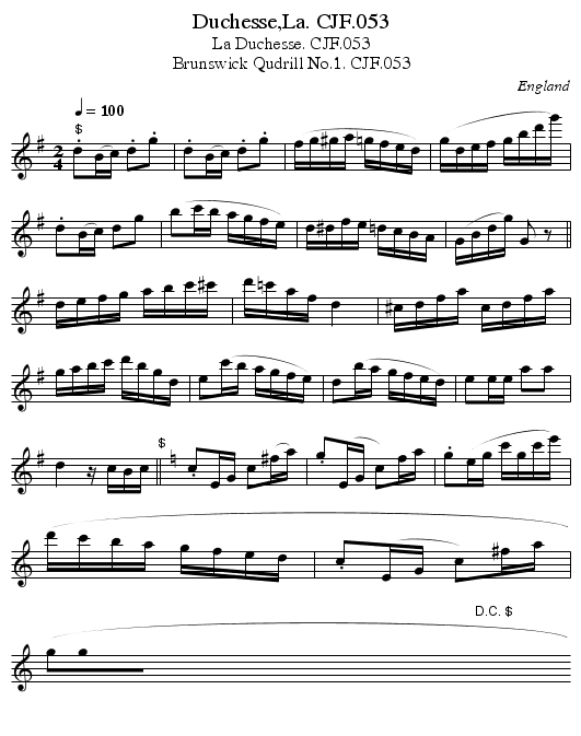 Duchesse,La. CJF.053 - staff notation