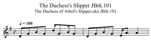 Duchess's Slipper JBrk.101, The - staff notation
