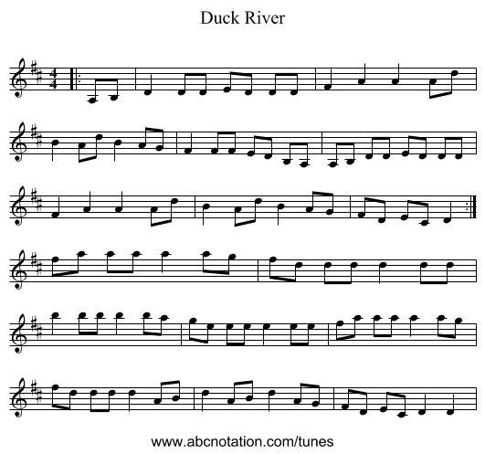 Duck River - staff notation