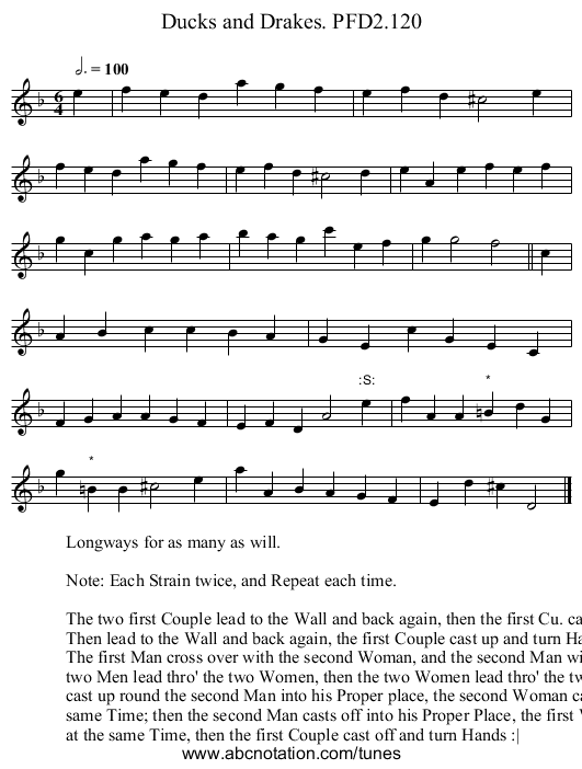 Ducks and Drakes. PFD2.120 - staff notation