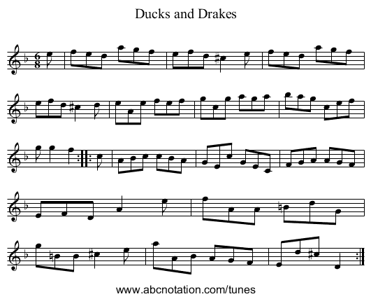 Ducks and Drakes - staff notation