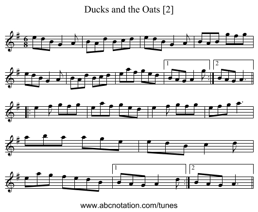 Ducks and the Oats [2] - staff notation