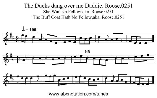 Ducks dang over me Daddie. Roose.0251, The - staff notation