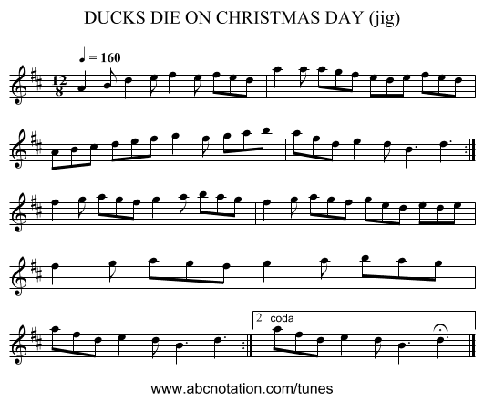 DUCKS DIE ON CHRISTMAS DAY (jig) - staff notation