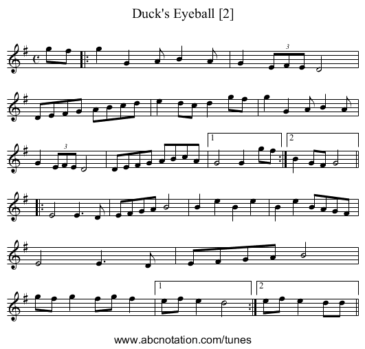 Duck's Eyeball [2] - staff notation