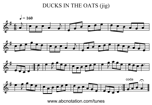 DUCKS IN THE OATS (jig) - staff notation