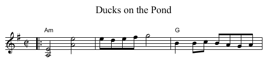 Ducks on the Pond - staff notation