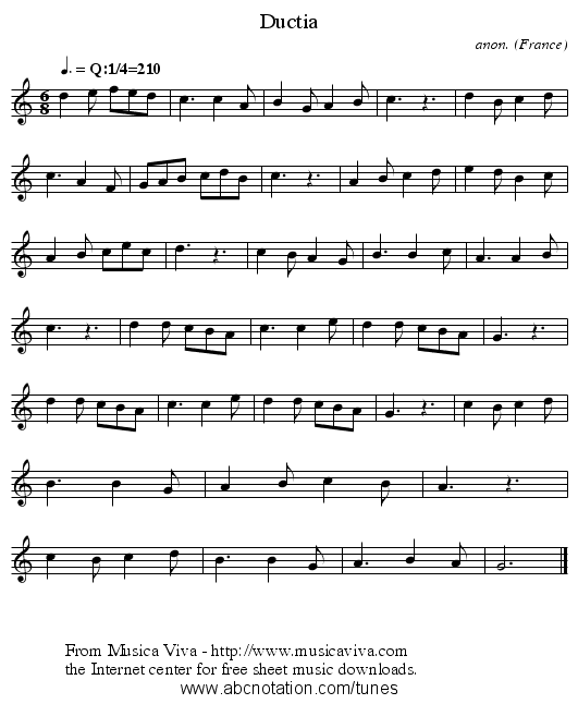 Ductia - staff notation