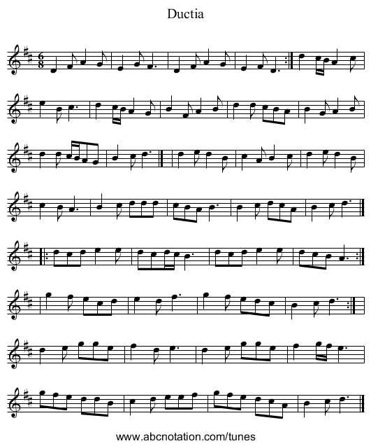Ductia - staff notation