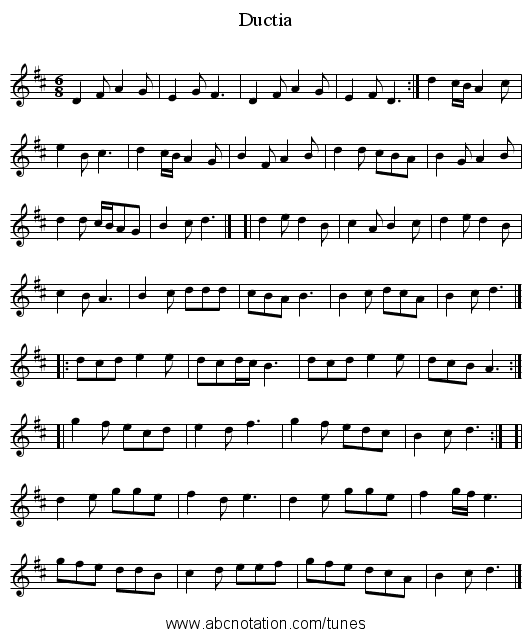 Ductia - staff notation