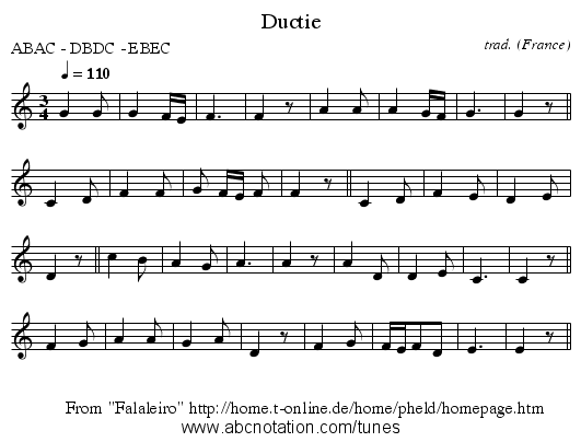 Ductie - staff notation