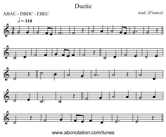Ductie - staff notation