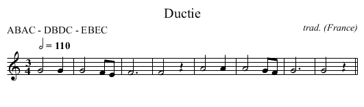 Ductie - staff notation