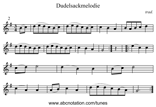 Dudelsackmelodie - staff notation