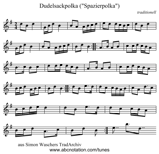 Dudelsackpolka (Spazierpolka) - staff notation