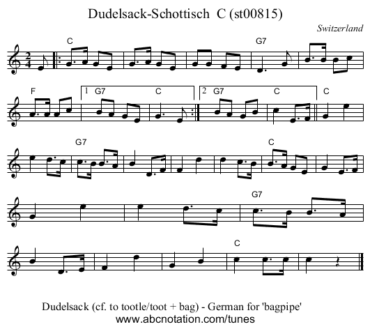 Dudelsack-Schottisch  C (st00815) - staff notation