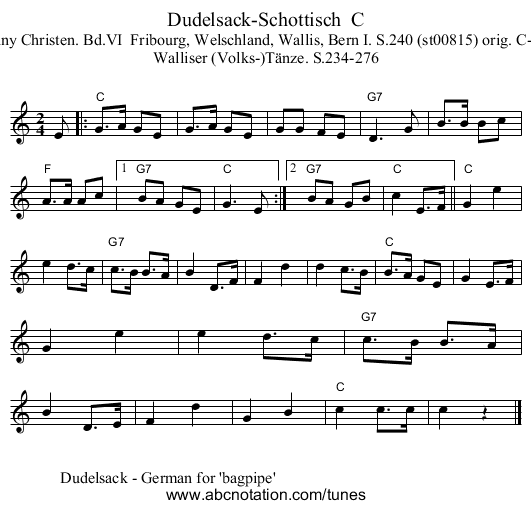 Dudelsack-Schottisch C - staff notation