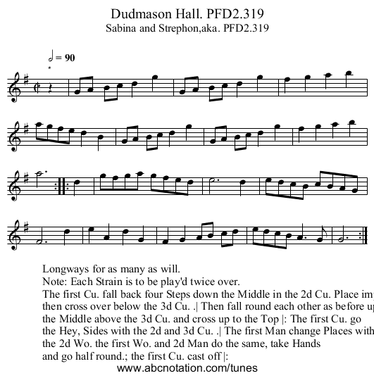 Dudmason Hall. PFD2.319 - staff notation