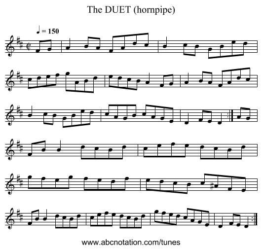 DUET (hornpipe), The - staff notation