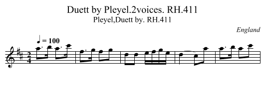 Duett by Pleyel.2voices. RH.411 - staff notation