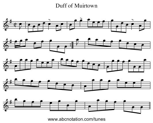 Duff of Muirtown - staff notation