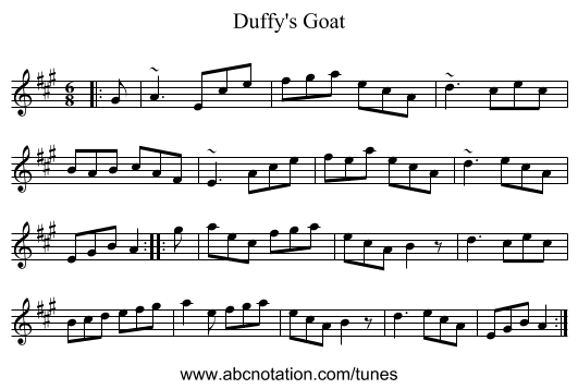 Duffy's Goat - staff notation