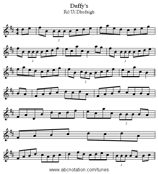 Duffy's - staff notation
