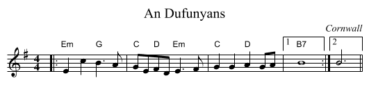 Dufunyans, An - staff notation