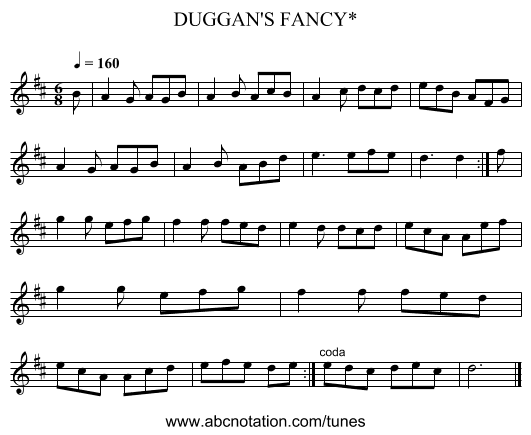 DUGGAN'S FANCY* - staff notation