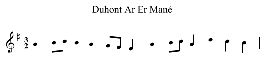 Duhont Ar Er Mané - staff notation