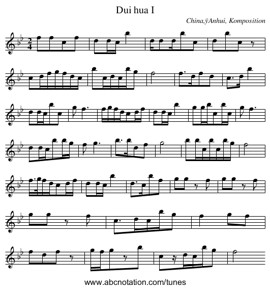Dui hua I - staff notation
