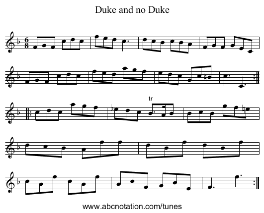 Duke and no Duke - staff notation