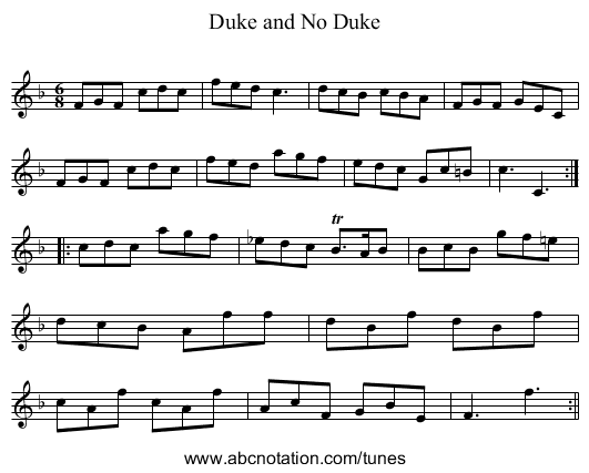 Duke and No Duke - staff notation