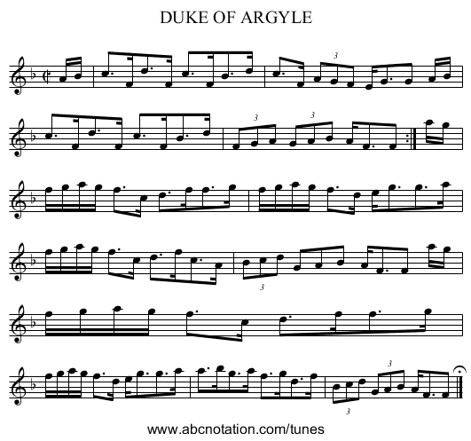 DUKE OF ARGYLE - staff notation