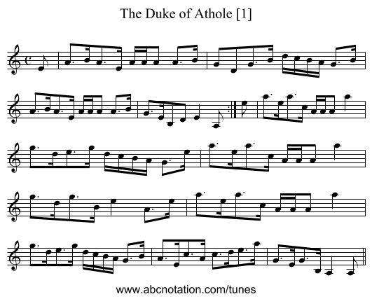 Duke of Athole [1], The - staff notation