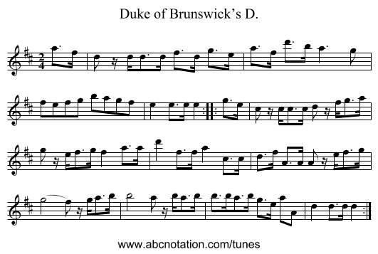Duke of Brunswick’s D. - staff notation