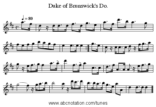 Duke of Brunswick's Do. - staff notation