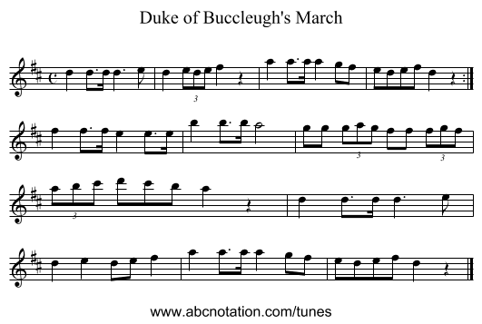 Duke of Buccleugh's March - staff notation