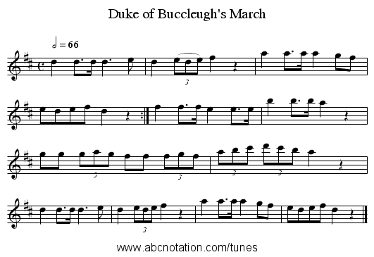 Duke of Buccleugh's March - staff notation