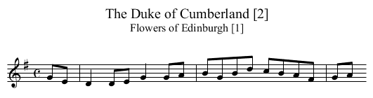 Duke of Cumberland [2], The - staff notation