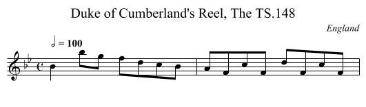 Duke of Cumberland's Reel, The TS.148 - staff notation