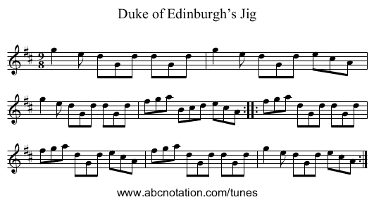 Duke of Edinburgh’s Jig - staff notation