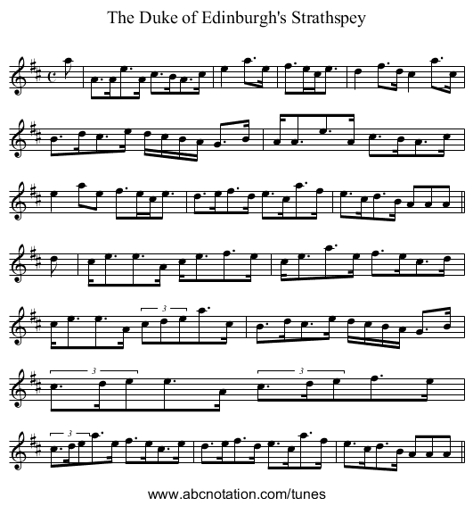 Duke of Edinburgh's Strathspey, The - staff notation
