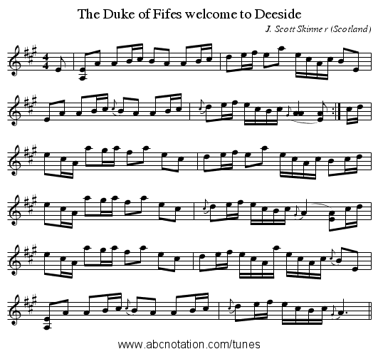 Duke of Fifes welcome to Deeside, The - staff notation