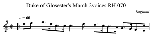Duke of Glosester's March.2voices RH.070 - staff notation