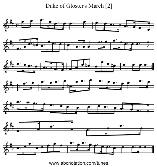 Duke of Gloster's March [2] - staff notation