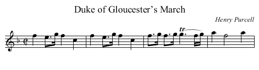 Duke of Gloucester’s March - staff notation