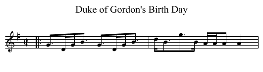 Duke of Gordon's Birth Day - staff notation